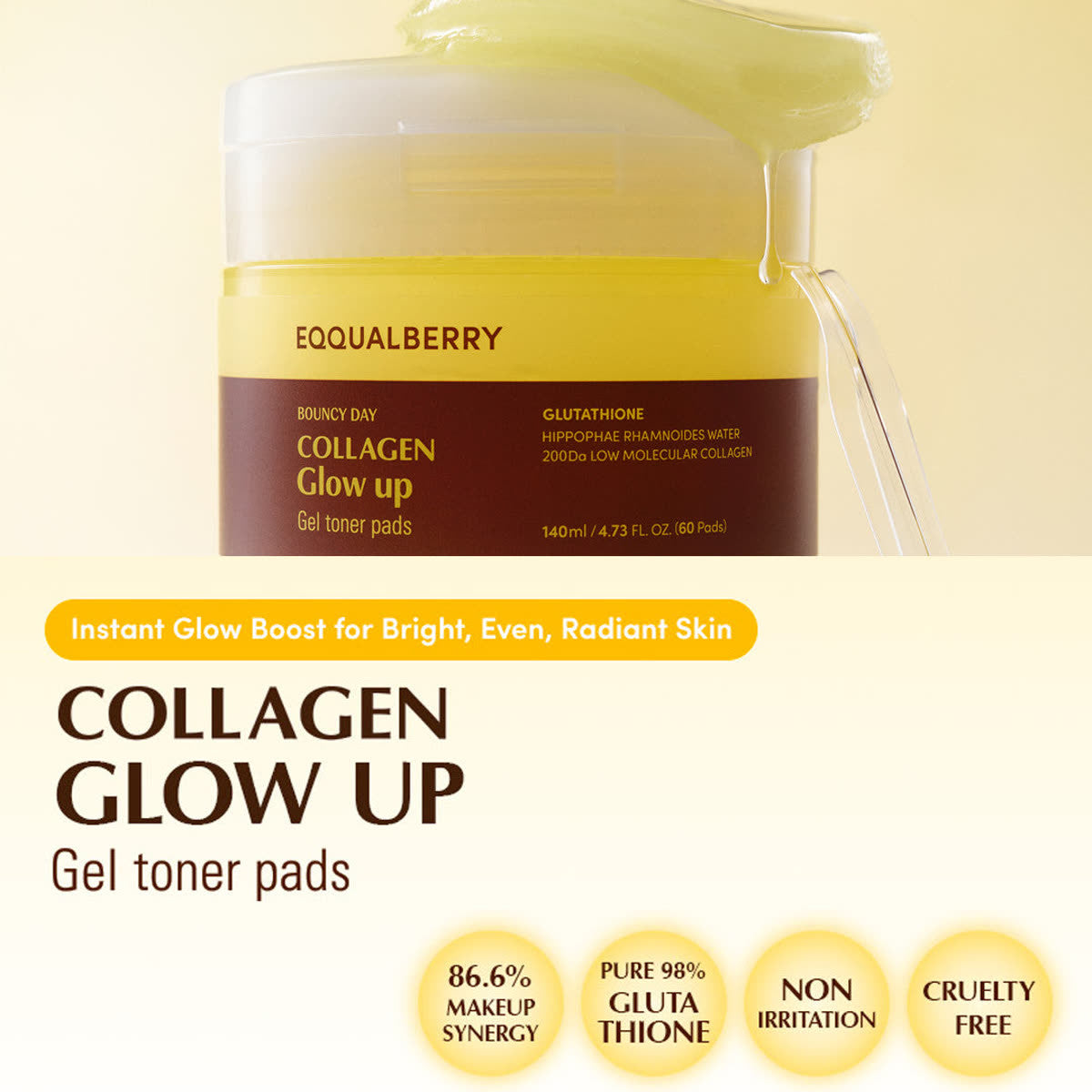 Collagen Glow Up Gel Toner Pads (60 pads / 140ml)